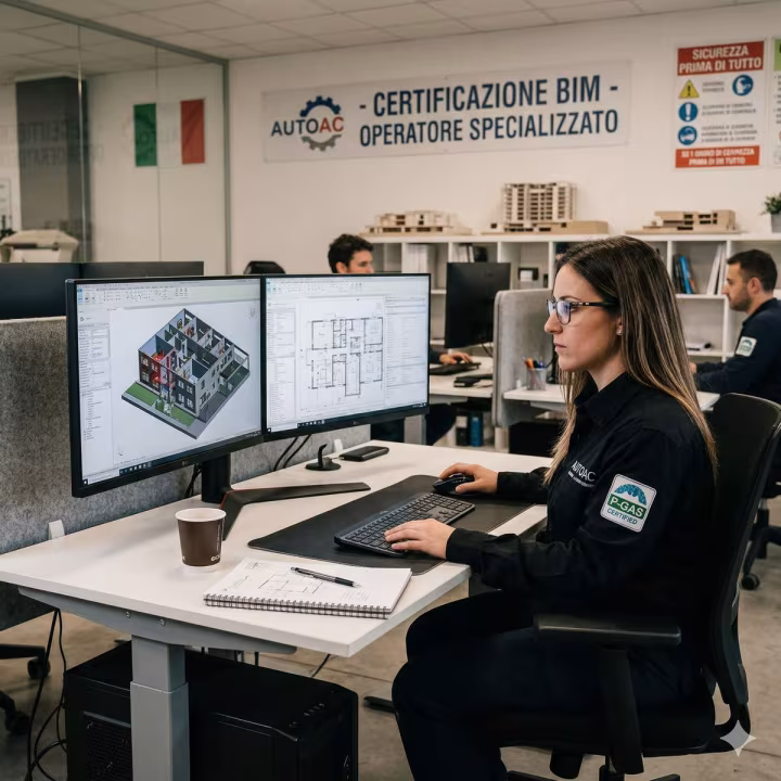 Operatore specializzato BIM al computer.